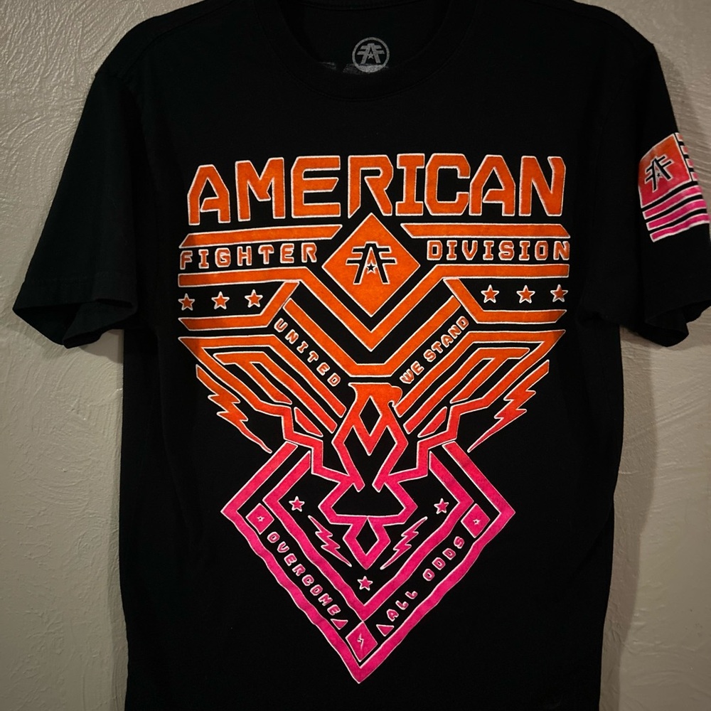 American Fighter Mens Size M Black Training T Shirt UFC MMA Gym Athletic EUC